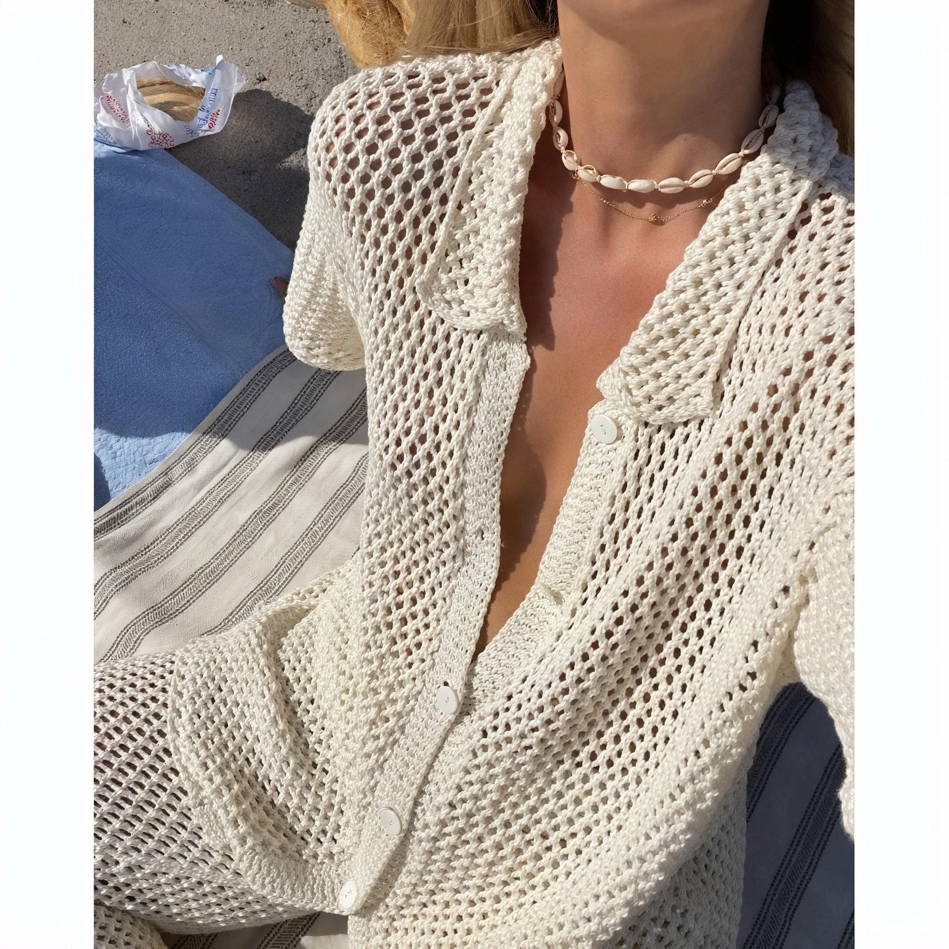 Ensemble femme tricot léger – chemise boutonnée et pantalon fluide Beige Foncé / S MAX FOR ME