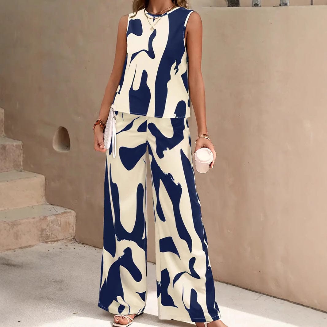 Ensemble fluide imprimé abstrait - une allure chic et artistique - MAX FOR ME Vert / S MAX FOR ME