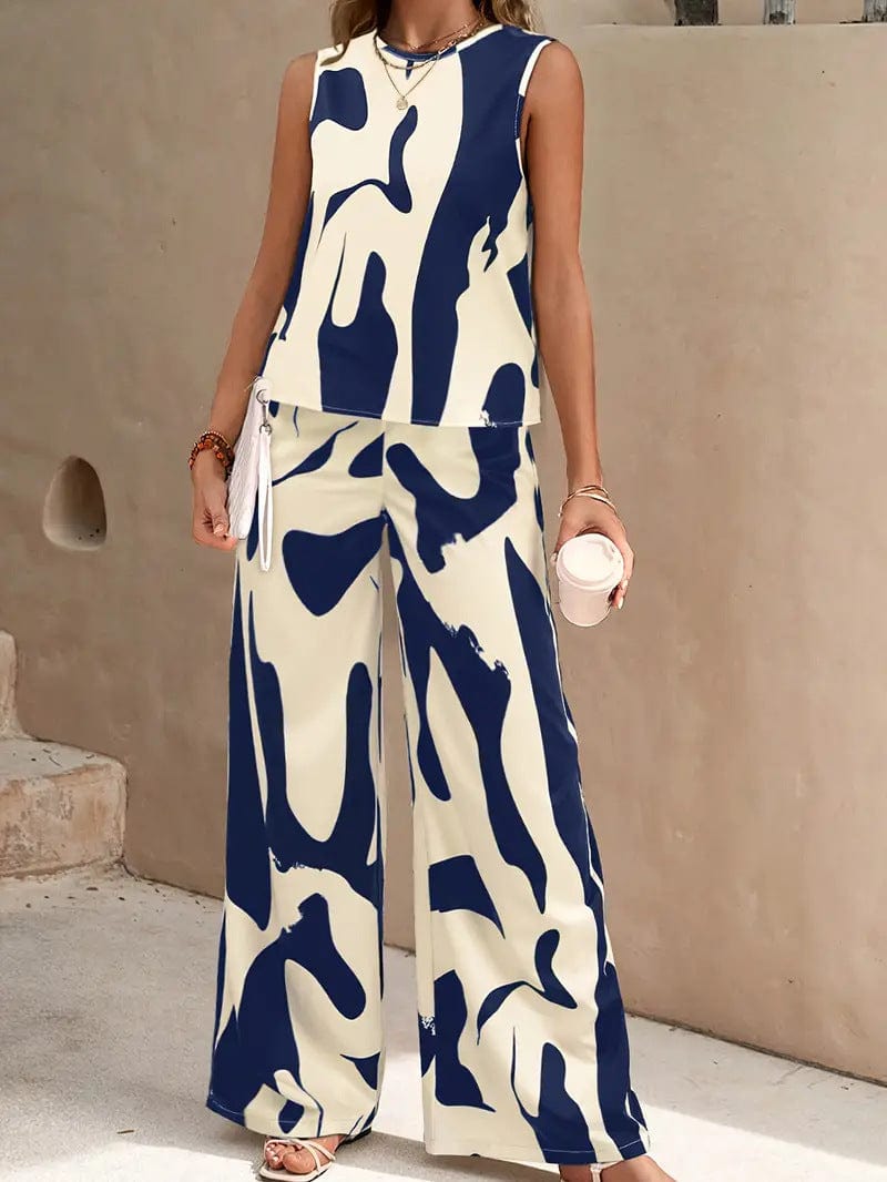 Ensemble fluide imprimé abstrait - une allure chic et artistique - MAX FOR ME MAX FOR ME