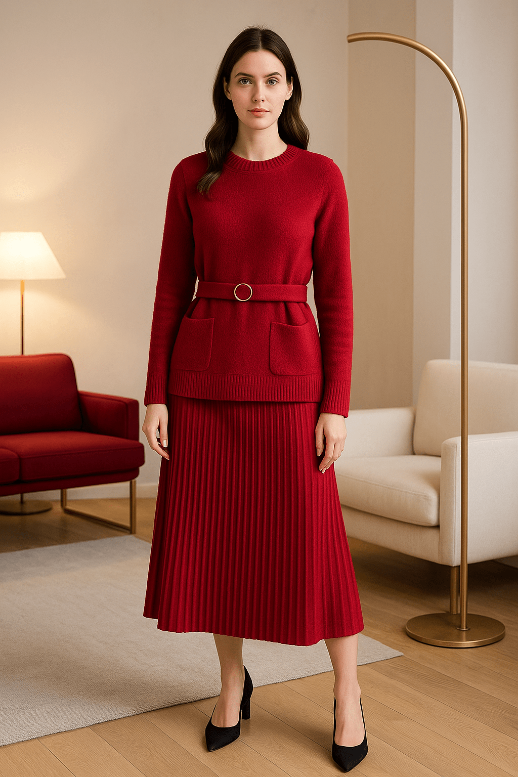 Ensemble gilet sans manches femme pantalon droit - coordination facile - MAX FOR ME Rouge / S MAX for ME