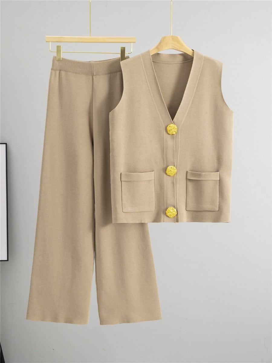 Ensemble gilet sans manches pantalon droit coordonné style moderne - sophistication épurée - MAX FOR ME MAX for ME