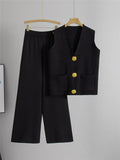 Ensemble gilet sans manches pantalon droit coordonné style moderne - sophistication épurée - MAX FOR ME Noir / S MAX for ME