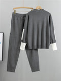 Ensemble K-fashion sweat col contrasté pantalon coordonné bicolore - style coréen moderne - MAX FOR ME MAX for ME