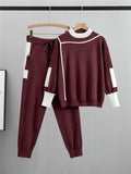 Ensemble K-fashion sweat col contrasté pantalon coordonné bicolore - style coréen moderne - MAX FOR ME MAX for ME