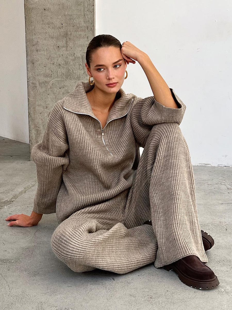 Ensemble maille pull zippée et pantalon large confort - MAX FOR ME MAX for ME