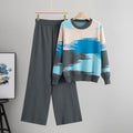 Ensemble motif abstrait pull artistique pantalon coordonné bicolore - créativité moderne sophistiquée - MAX FOR ME Bourgogne / S MAX for ME