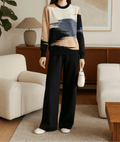 Ensemble motif abstrait pull artistique pantalon coordonné bicolore - créativité moderne sophistiquée - MAX FOR ME MAX for ME