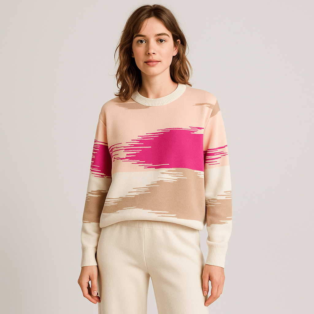 Ensemble motif abstrait pull artistique pantalon coordonné bicolore - créativité moderne sophistiquée - MAX FOR ME MAX for ME