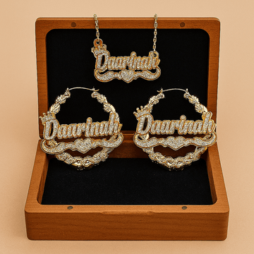 Ensemble Personnalisé – Collier et Boucles d’Oreilles doré avec strass Or MAX for ME