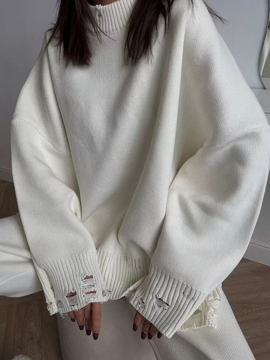 Ensemble pull détails troués pantalon - Style décontracté moderne - MAX FOR ME MAX for ME