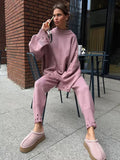 Ensemble pull détails troués pantalon - Style décontracté moderne - MAX FOR ME Rose Corail / S MAX for ME