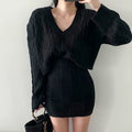 Ensemble pull jupe courte col V stylé automne hiver moderne MAX FOR ME MAX for ME