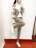 Ensemble pull pantalon beige motifs graphiques coordination parfaite MAX FOR ME