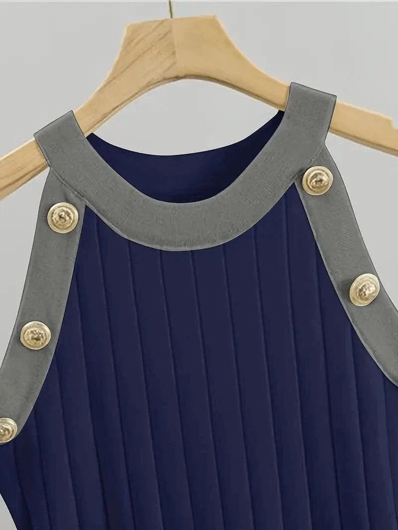 Ensemble robe gilet marine femme maille semi longue - MAX FOR ME MAX for ME