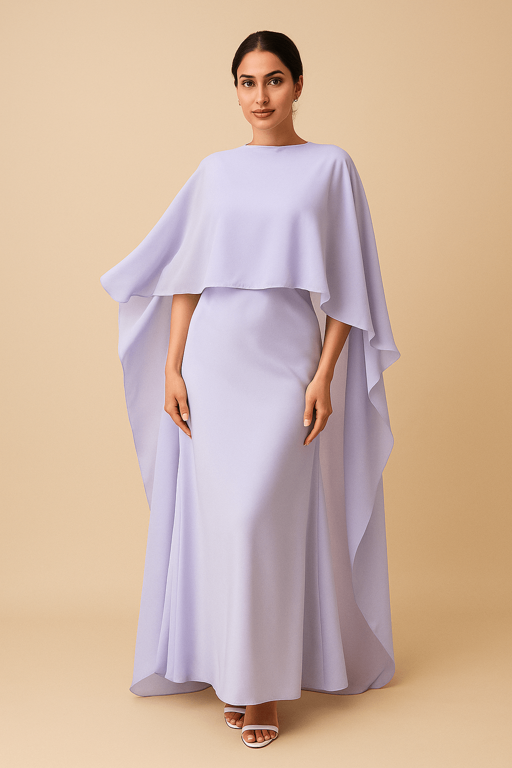 Ensemble Robe longue fluide avec cape – style croisé chic et décontracté pour l’été Vert Clair / S MAX FOR ME