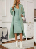 Ensemble robe pull sans manches et cardigan – Confort élégant pour l’automne & hiver Vert Clair / Taille Unique (S-M-L-XL) MAX FOR ME