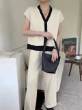 Ensemble robe tricot veste femme style preppy ceinture - tenue complète - MAX FOR ME Blanc Cassé / S MAX for ME