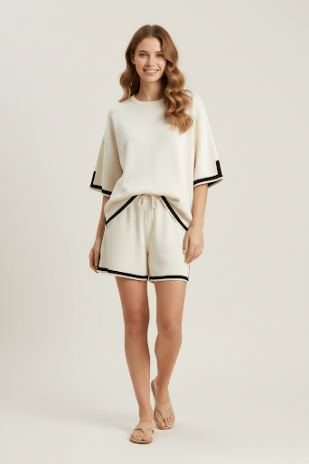 Ensemble short et t-shirt en maille - une allure chic et décontractée - MAX FOR ME MAX FOR ME