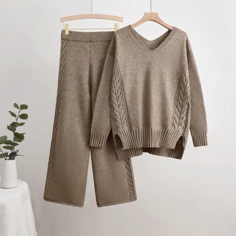 Ensemble tricot col montant pull pantalon côtelé hivernal cocooning MAX FOR ME MAX for ME