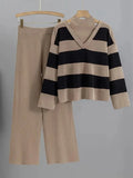 Ensemble tricot rayé femme col montant pantalon côtelé - confort optimal - MAX FOR ME MAX for ME