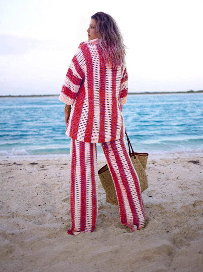 Ensemble Tricoté à Rayures Larges – Look Casual d'Été Structuré et Confortable MAX FOR ME