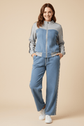 Ensemble veste pantalon femme denim assorti élégance coordonnée Gris clair / L MAX for ME
