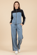 Ensemble veste pantalon femme denim assorti élégance coordonnée MAX for ME