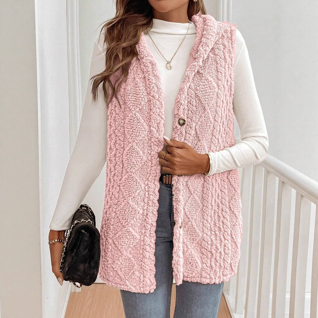 Gilet capuche femme gris chiné pelucheux cocooning MAX FOR ME