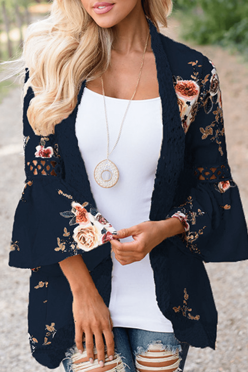Haut patchwork décontracté pour femme avec imprimé Bleu foncé / S MAX FOR ME