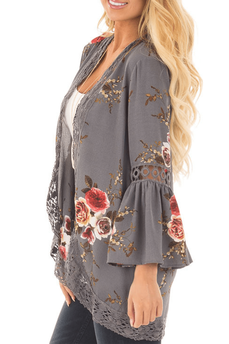 Haut patchwork décontracté pour femme avec imprimé Gris / S MAX FOR ME