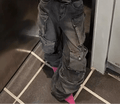 MAX for ME Jeans 36 Pantalon cargo large en denim noir avec poches uilitaire