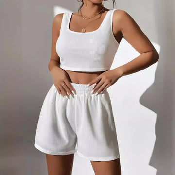 Ensemble Deux Pièces Décontracté et Décontracté pour Femme, Short en Fibre artificiel astique, Vêtements de Maison, Nouvelle Collection d'Été