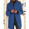 Manteau en laine grise avec col montant et poches Bleu ciel / S MAX FOR ME