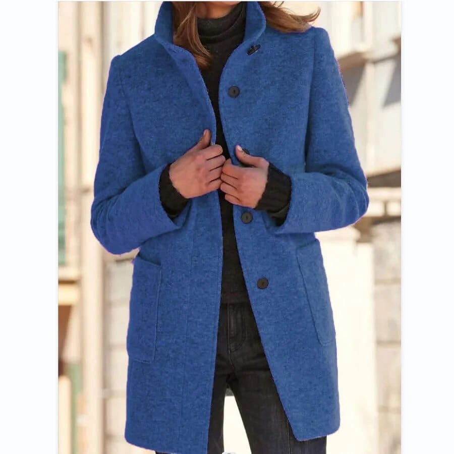 Manteau en laine grise avec col montant et poches Bleu ciel / S MAX FOR ME