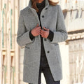 Manteau en laine grise avec col montant et poches Gris clair / S MAX FOR ME