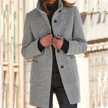 Manteau en laine grise avec col montant et poches Gris clair / S MAX FOR ME