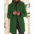 Manteau en laine grise avec col montant et poches Vert / S MAX FOR ME