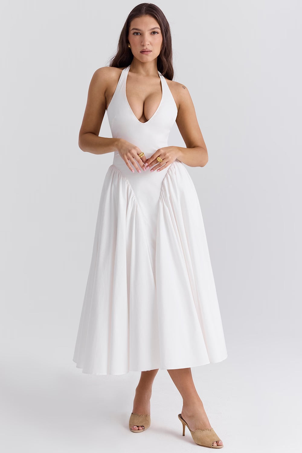 Robe midi Clara avec dos nu et jupe en tulle