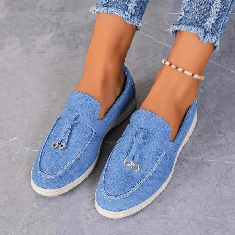 Mocassins blancs décontractés femme: simplicité et style en bord de mer Bleu clair / 36 MAX FOR ME