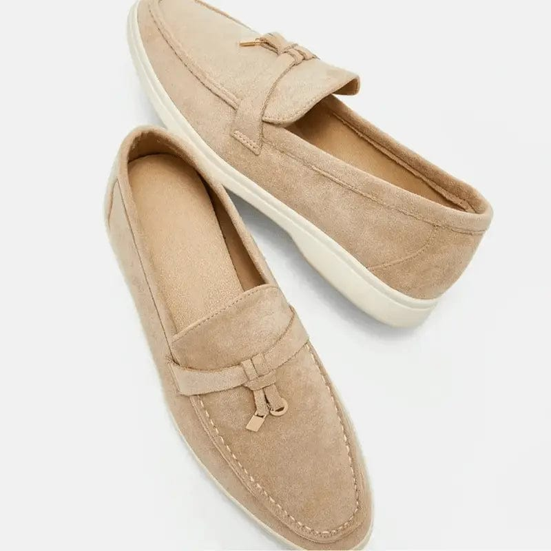 Mocassins Femme en Daim Beige – Marche d'Été Décontractée et Élégante MAX FOR ME