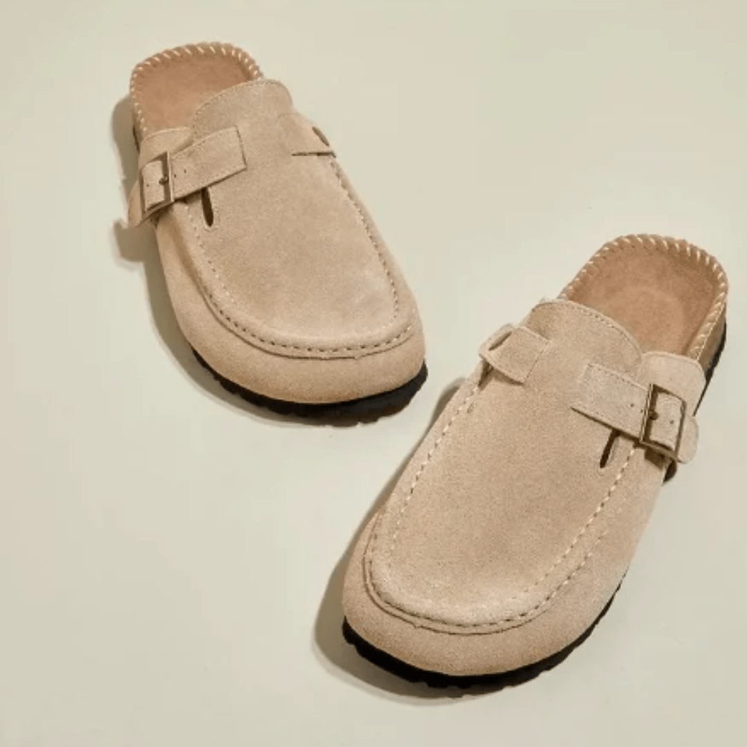 Mules à boucle suédé - Confort décontracté sophistiqué - MAX FOR ME Vert Doré / 35 MAX for ME