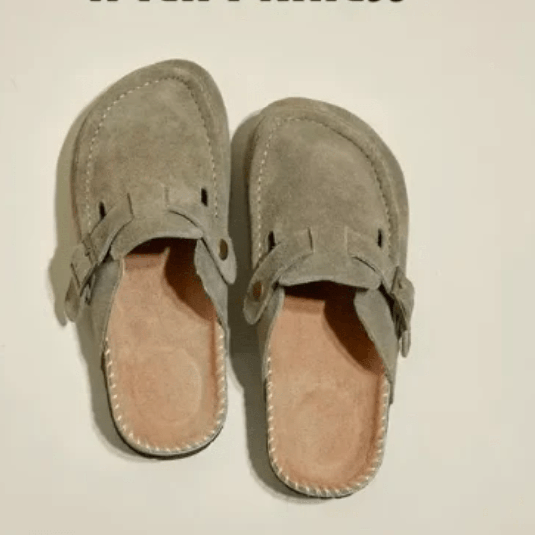 Mules à boucle suédé - Confort décontracté sophistiqué - MAX FOR ME Vert Doré / 35 MAX for ME