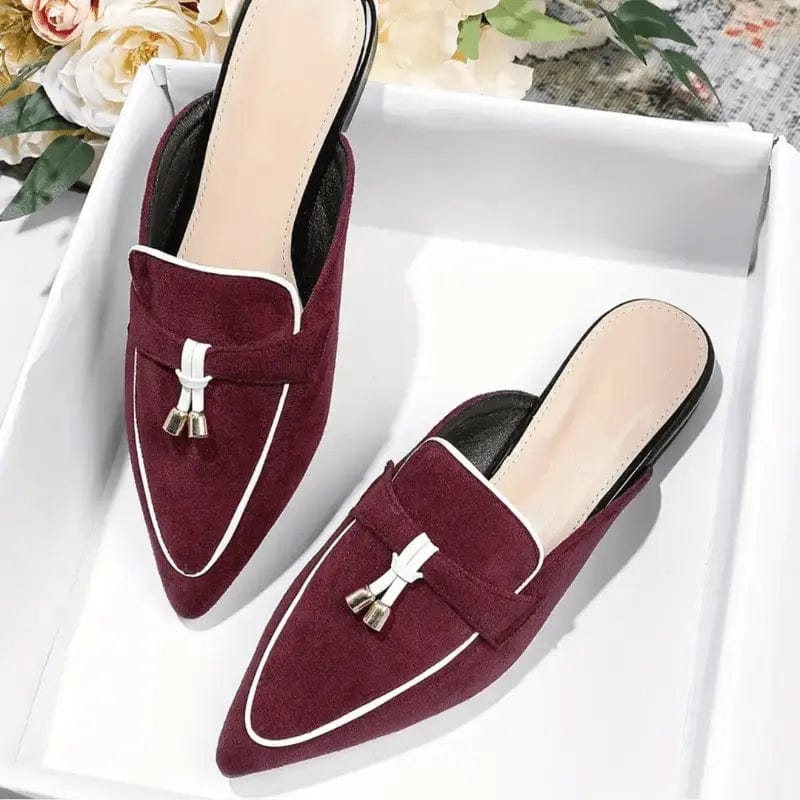 Mules Femme Été à Enfiler – Style Élancé en Suédine Bordeaux Bordeaux / 35.5 MAX FOR ME