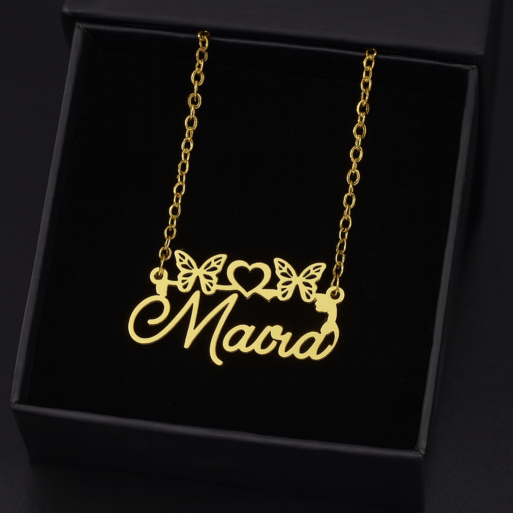 Ok _ Collier personnalisé avec papillons et cœur – Max For Me MAX for ME