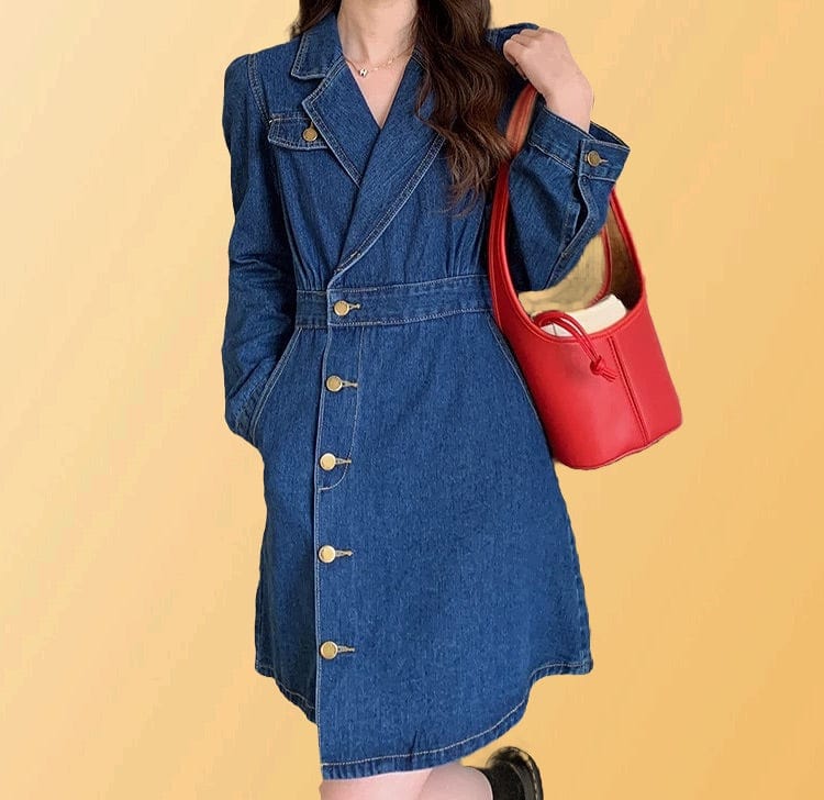 Ok _ Robe blazer en denim à col tailleur automne hiver MAX for ME
