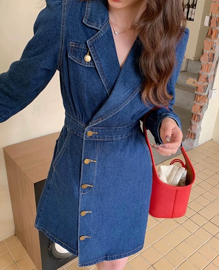Ok _ Robe blazer en denim à col tailleur automne hiver MAX for ME