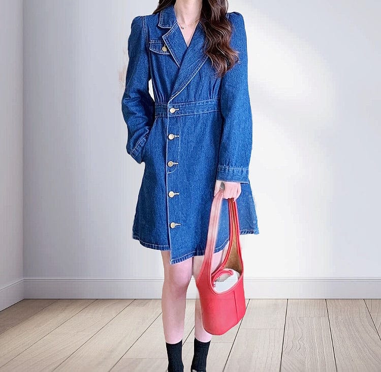 Ok _ Robe blazer en denim à col tailleur automne hiver MAX for ME
