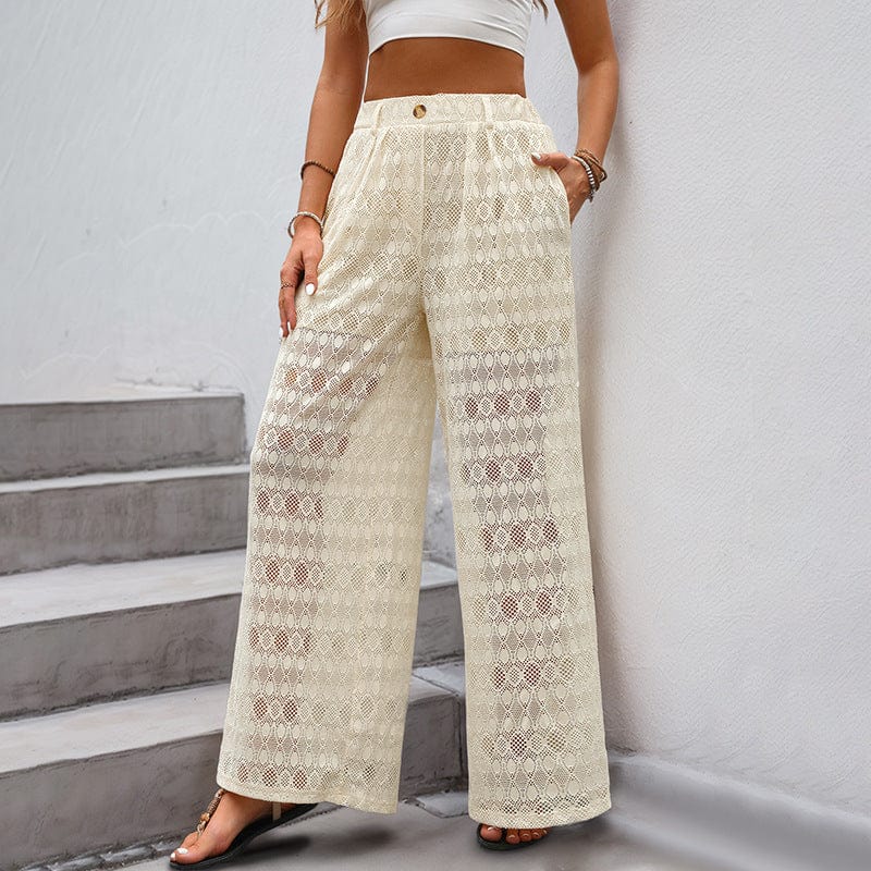Pantalon crochet taille haute - votre élégance bohème estivale - MAX FOR ME Beige / S MAX FOR ME