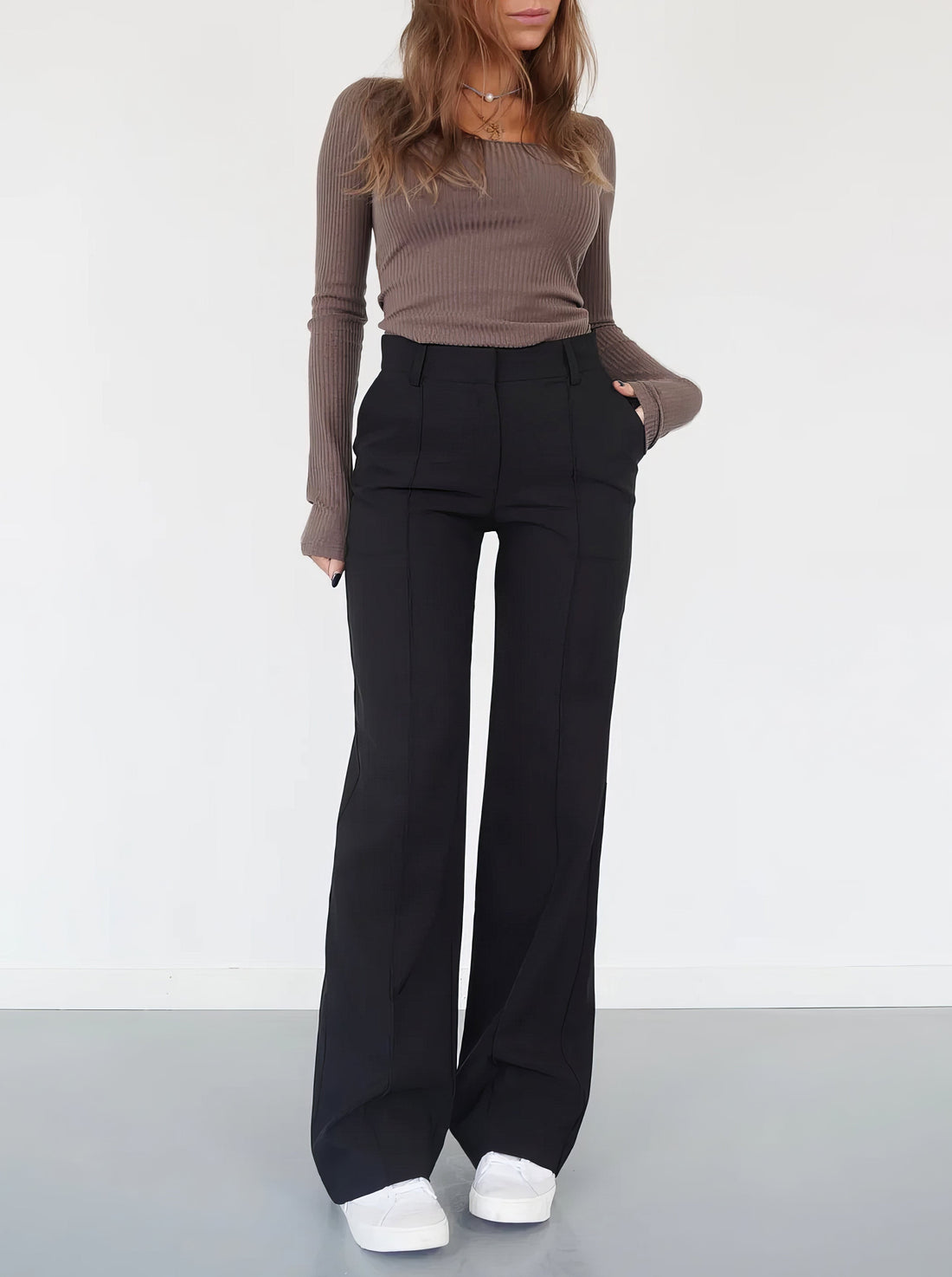 Pantalon évasé stretch taille haute - une silhouette de rêve - MAX FOR ME MAX FOR ME