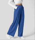 Pantalon femme large taille haute taupe clair chic et moderne Bleu / S MAX FOR ME